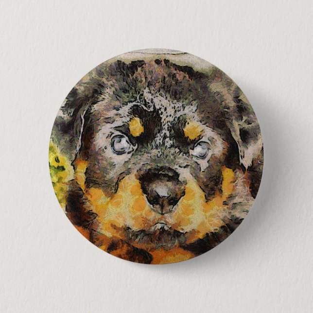 Artistic Rottweiler Puppy Portrait Button (Vorderseite)