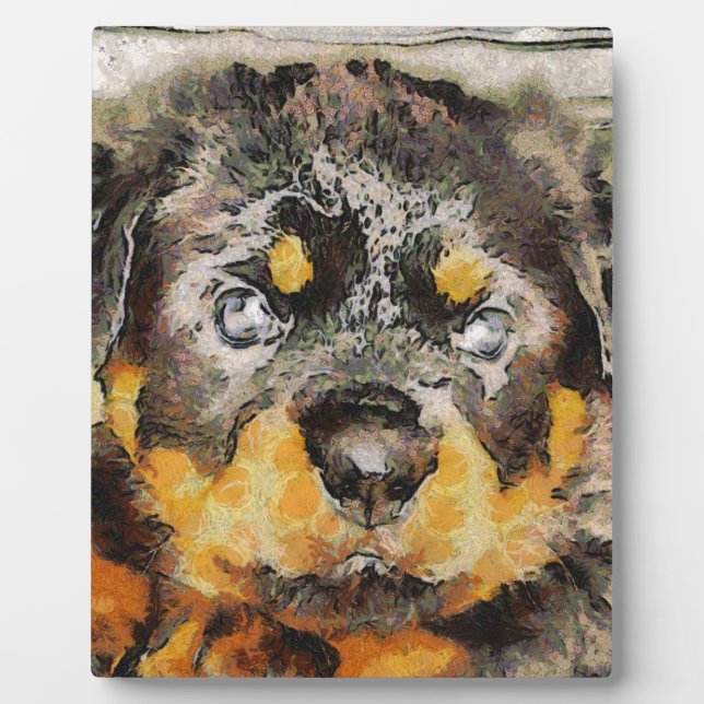 Artistic Rottweiler Puppy Portrait Fotoplatte (Vorderseite)