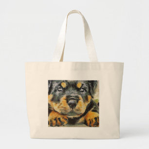 Artistic Rottweiler Puppy Portrait Jumbo Stoffbeutel