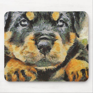 Artistic Rottweiler Puppy Portrait Mousepad