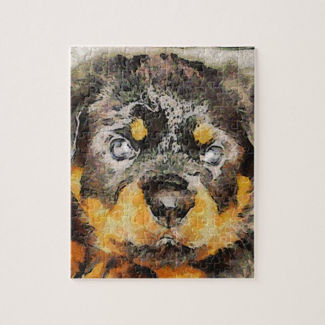 Artistic Rottweiler Puppy Portrait Puzzle (Vertikal)