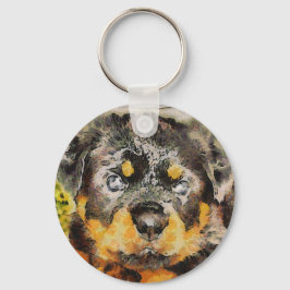 Artistic Rottweiler Puppy Portrait Schlüsselanhänger