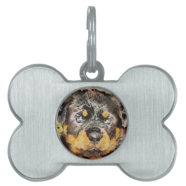 Artistic Rottweiler Puppy Portrait Tiermarke (Vorderseite)