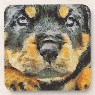 Artistic Rottweiler Puppy Portrait Untersetzer