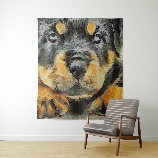 Artistic Rottweiler Puppy Portrait Wandteppich (Beispiel)