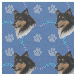 Artistic Rough Collie Head (Tri) Stoff