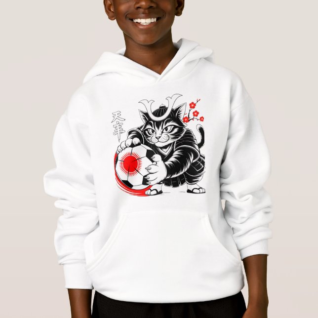 Artistic Samurai Cat Japan Soccer for Football fan Hoodie (Vorderseite)