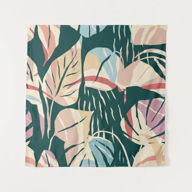 Artistic seamless pattern with abstract leaves. Mo Wandteppich (Vorderseite)