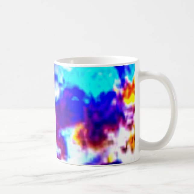 Artistic Sky Blue, Orange und Gelb Kaffeetasse (Rechts)