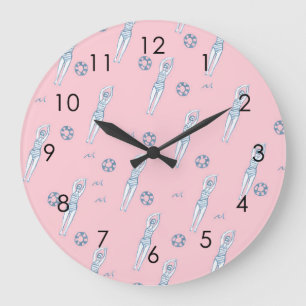 Artistic Snychro Swimming Team Swimmers Pink   Große Wanduhr