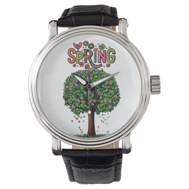 Artistic Spring Blossom Tree Graphic  Armbanduhr (Vorderseite)