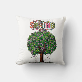 Artistic Spring Blossom Tree Graphic Kissen