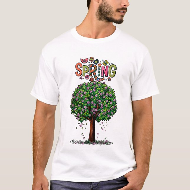 Artistic Spring Blossom Tree Graphic  T-Shirt (Vorderseite)