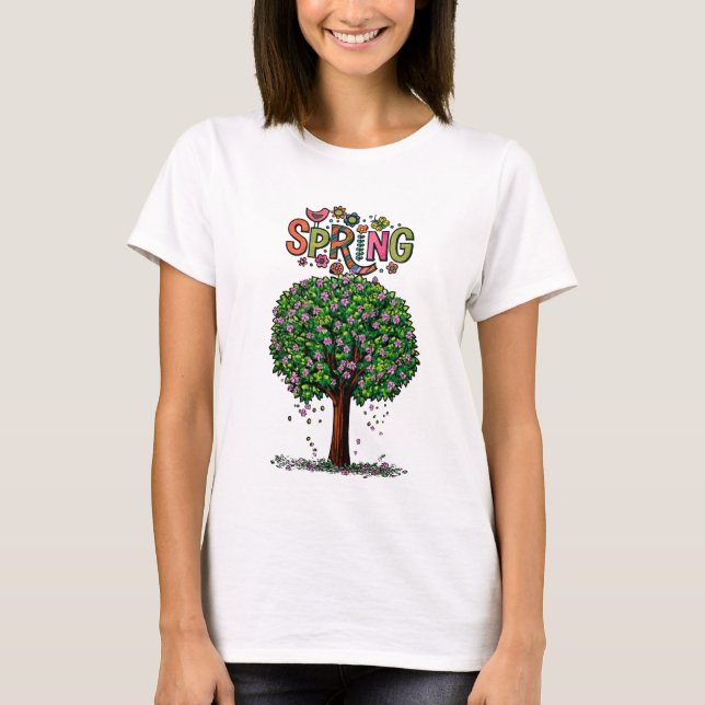 Artistic Spring Blossom Tree Graphic  T-Shirt (Vorderseite)