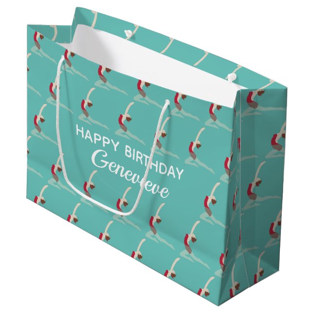 Artistic Swimming Große Geschenktüte (Vorderseite Schrägansicht)