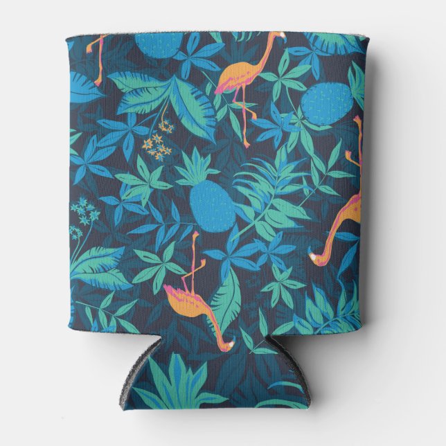 Artistic Tropical: Flamingo Ananas Muster. Dosenkühler (Vorderseite)