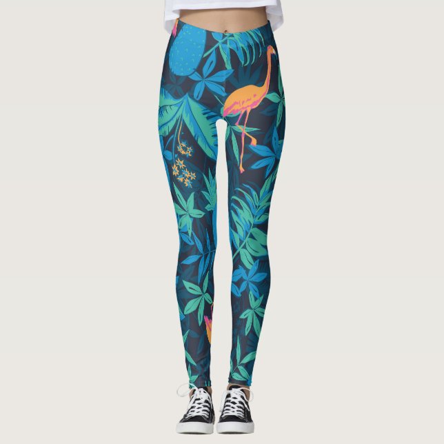 Artistic Tropical: Flamingo Ananas Muster. Leggings (Vorderseite)