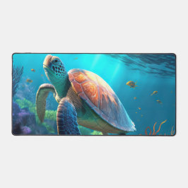 Artistic Turtle Emblem Illustration Desk Mat Schreibtischunterlage