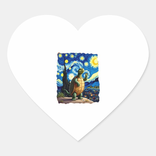 Artistic Turtle Shirt  Starry Night Turtle (1) Herz-Aufkleber (Vorderseite)