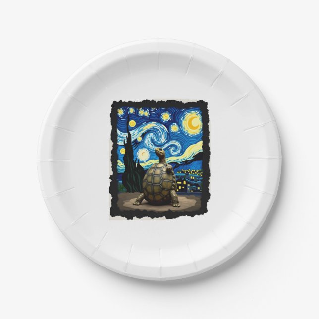 Artistic Turtle Shirt  Starry Night Turtle (2) Pappteller (Vorderseite)