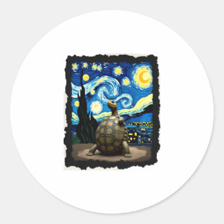 Artistic Turtle Shirt  Starry Night Turtle (2) Runder Aufkleber