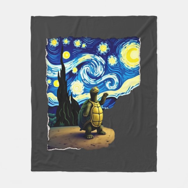 Artistic Turtle Shirt  Starry Night Turtle (4) Fleecedecke (Vorderseite)