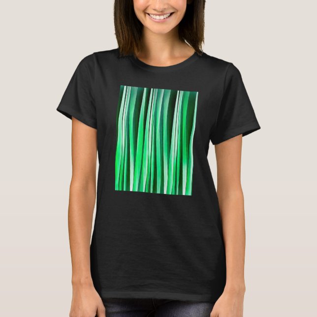Artistic Vertical Stripes Aquamarine Green Hues T-Shirt (Vorderseite)