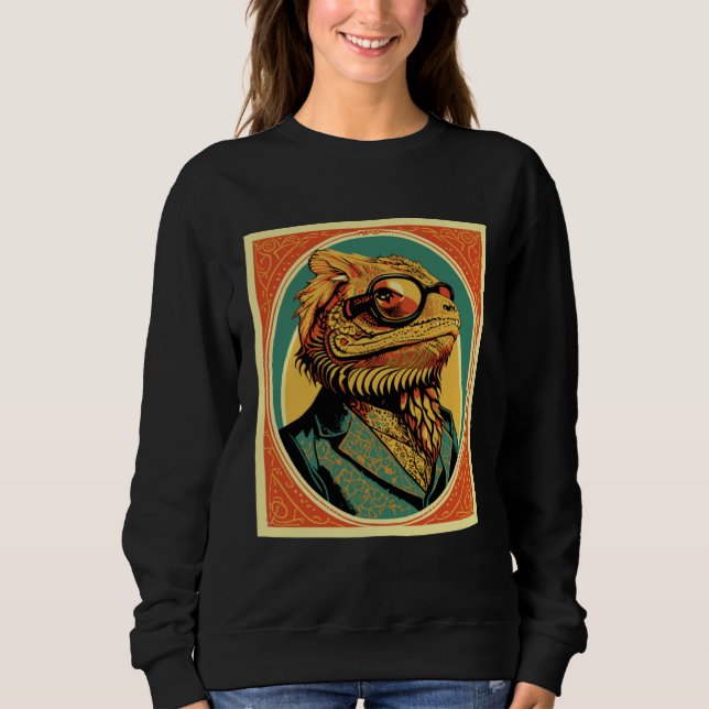 Artistic Vintage Bearded Dragon Sunglasses & Suit  Sweatshirt (Vorderseite)