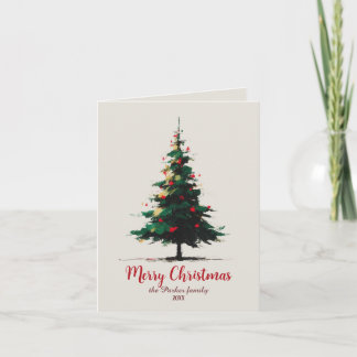 Artistic Watercolor Abstract Christmas Tree Feiertagskarte