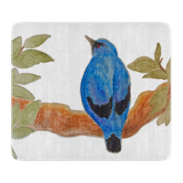 Artistic Watercolor Bird Blue Cuckoshrike Schneidebrett