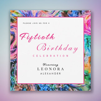 Artistic Watercolor Floral JA Geburtstagsparty Pin Einladung