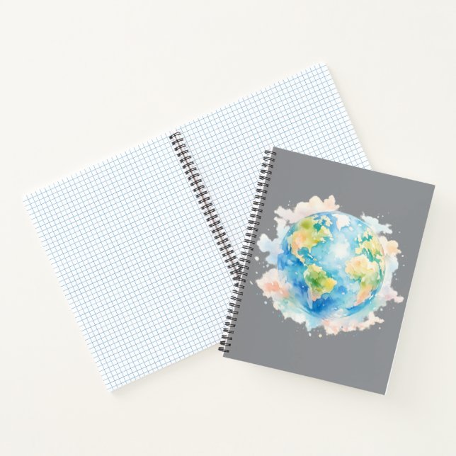 Artistic Watercolor Globe Notebook Notizbuch (Innenseite)