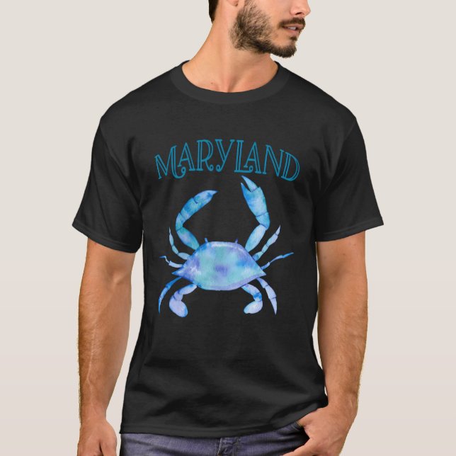 Artistic Watercolor Maryland Blue Crab T-Shirt (Vorderseite)