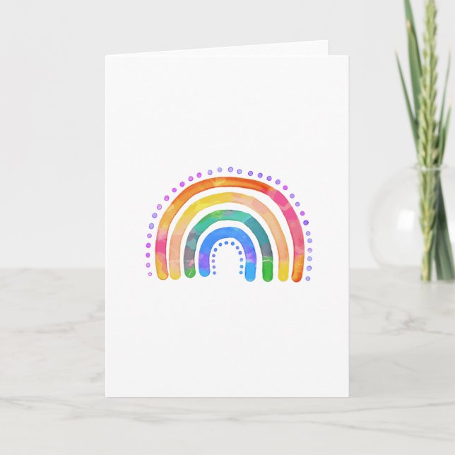 Artistic Watercolor Rainbow Doodle Karte (Vorderseite)