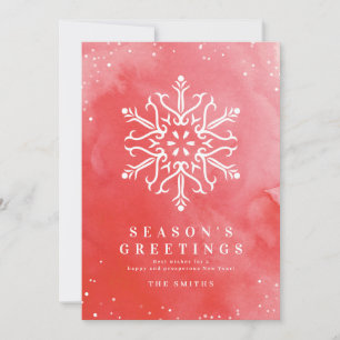 Artistic Watercolor Snowflake Rote Weihnachtskarte Einladung