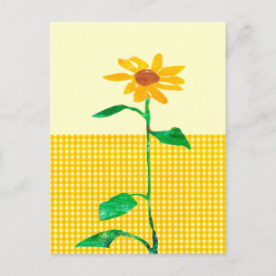 Artistic Watercolor Sonnenblume Gingham Patterns Postkarte