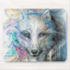 Artistic White Wolf Mousepad