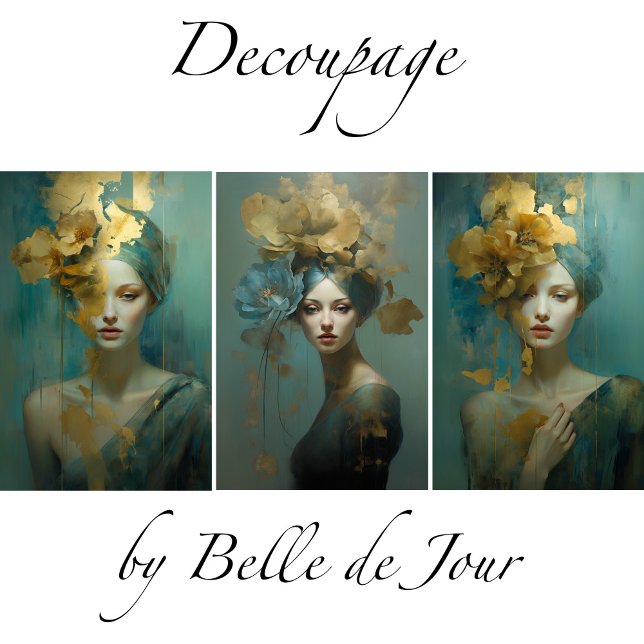 Artistic women's portraits, gold accents, flowers geschenkpapier set (Von Creator hochgeladen)