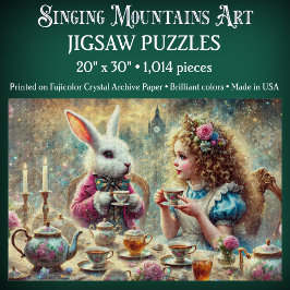 Artistic Wonderland Tea Party Alice & Rabbit Puzzle