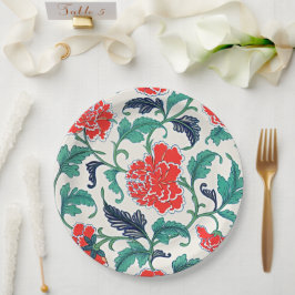 ArtisticBlooms elegantes Rot-Floral-Vintage Pappteller