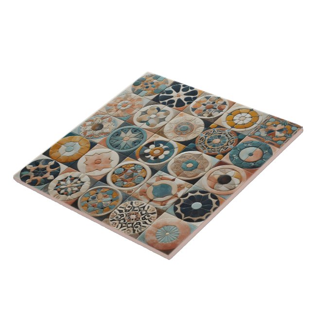 Artistische Anordnung farbenfroher Dekorationstafe Fliese (Seite)