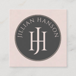 Artistische Monogram Roush Pink Calling Card Quadratische Visitenkarte