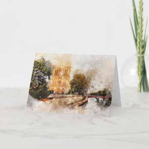 Artistische Wasserfarbe Notre-Dame Kathedrale Pari Dankeskarte