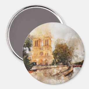 Artistische Wasserfarbe Notre-Dame Kathedrale Pari Magnet