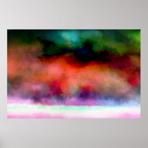 Artistische Wasserfarbenwelt Wolken und Meer Poster