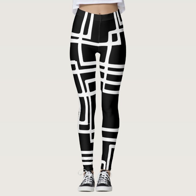 Artistisches Design für ineinander greifende weiße Leggings (Vorderseite)