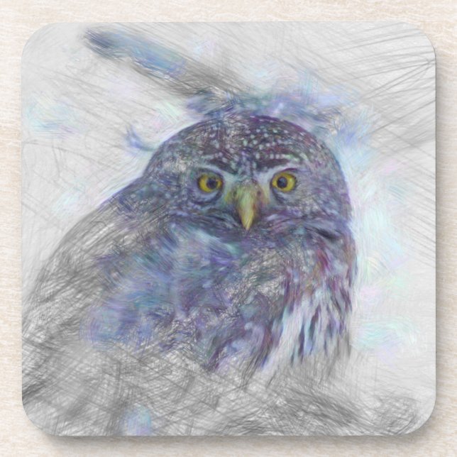 Artistisches Owl Getränkeuntersetzer (Vorderseite)