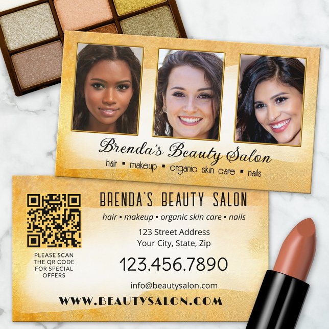 Artistisches Portfolio Gold Aquarellfarben Schönhe Visitenkarte (Von Creator hochgeladen)