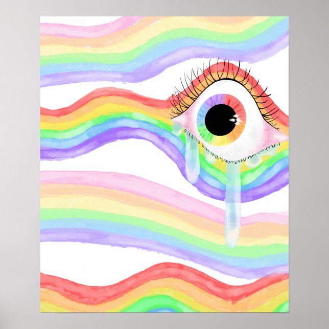 Artistisches Trippy-Rainbow-Auge mit Träne Poster (Vorne)
