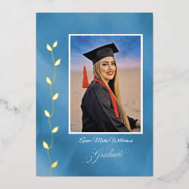 Artistry Blue College Graduation announcement Folien Feiertagskarte